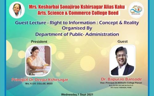 Online Guest lecture on Right to information concept & reality 2021-2022