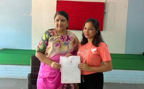 Dr.Deepa KShirsagar felicitates PG Student (Home Science) ku. Anjali Darade  for securing Topper in Dr. B.A.M.U. 