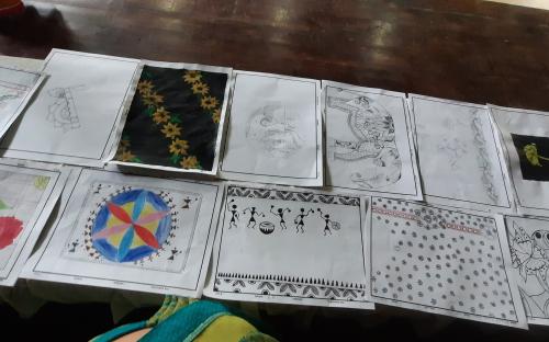 Designs drawn by student participated in  Drawing  competition organized in  workshop on Handcraft 13/ 12/ 2023