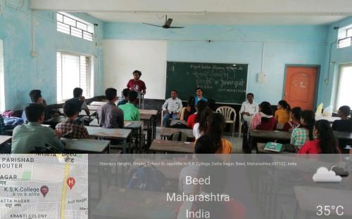 The Ex-student of the department Mr. Akash Surwase (DST INSPIRE FELLOW) currently is pursuing Ph.D. in Oceanography at CSIR NIO institute Goa. He has share his knowledge with B. Sc students of college