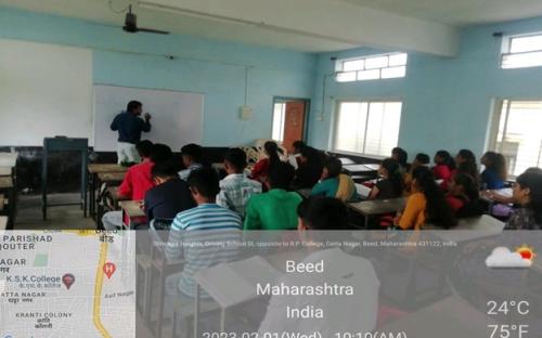 A guest lecture was organized by the Dept of Chemistry in the hall No. 50 of our college on 01 February, 2023. The resource person of the event was Prof. A. J. Khan, Professor, Department of Chemistry, Milliya College, Beed