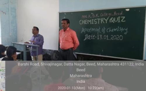 Chemistry quiz competition was arranged by the Dept of Chemistry in Hall No. 50 of our college on date 13.01.2020