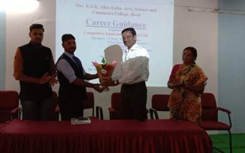 Hon. Principal Felicities Dr. Ram Tathe, onganized  Guest lecture on Changing nature of  competitive exam  2019-20  